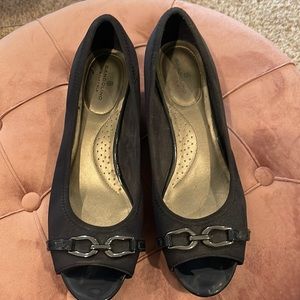 Navy Blue Bandolino open toe wedge